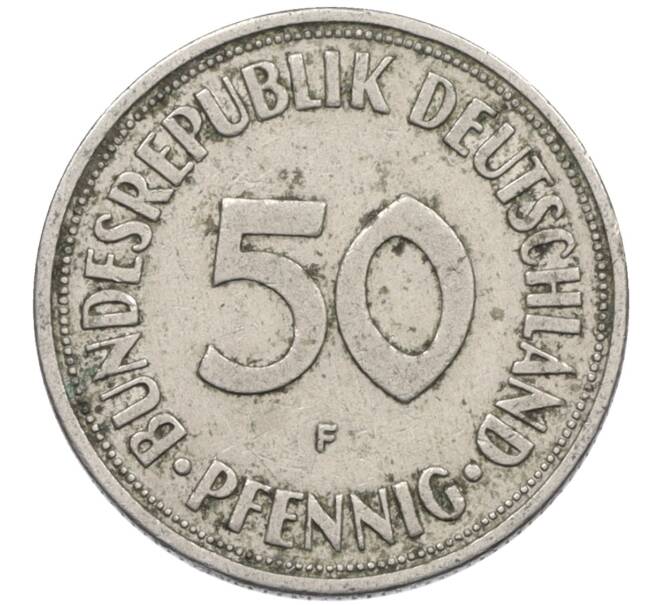 Монета 50 пфеннигов 1950 года F Западная Германия (ФРГ) (Артикул: K10-6654) — Фото №2