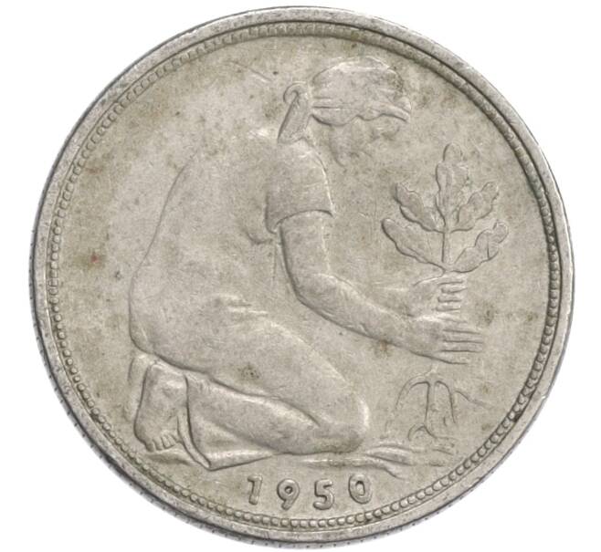 Монета 50 пфеннигов 1950 года F Западная Германия (ФРГ) (Артикул: K10-6659) — Фото №1