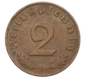 2 рейхспфеннига 1938 года D Германия — Фото №2