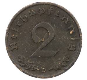 2 рейхспфеннига 1939 года D Германия — Фото №2