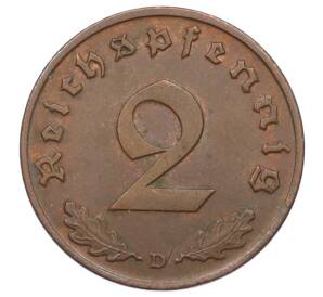 2 рейхспфеннига 1938 года D Германия — Фото №2