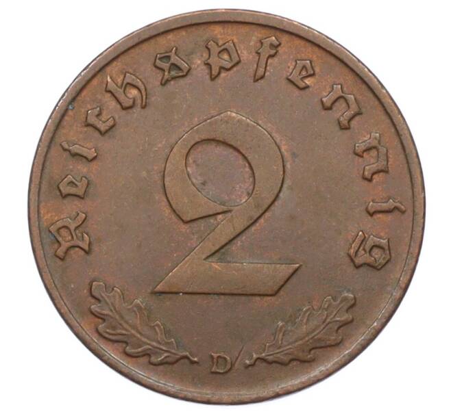 Монета 2 рейхспфеннига 1938 года D Германия (Артикул: K10-6305) — Фото №2