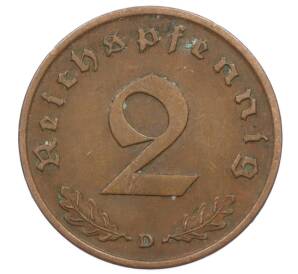 2 рейхспфеннига 1937 года D Германия — Фото №2