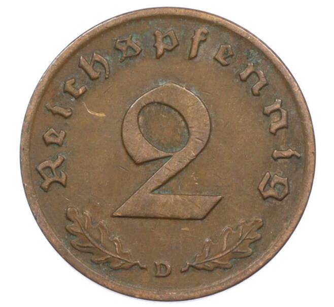 Монета 2 рейхспфеннига 1937 года D Германия (Артикул: K10-6321) — Фото №2