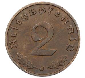 2 рейхспфеннига 1938 года J Германия — Фото №2