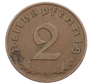 2 рейхспфеннига 1938 года D Германия — Фото №2