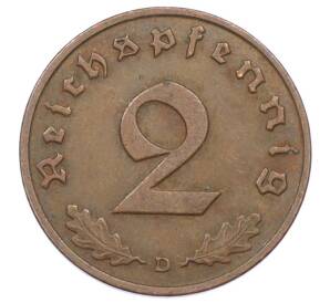 2 рейхспфеннига 1937 года D Германия — Фото №2