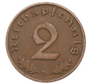 2 рейхспфеннига 1937 года D Германия — Фото №2