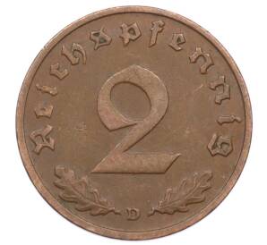 2 рейхспфеннига 1938 года D Германия — Фото №2