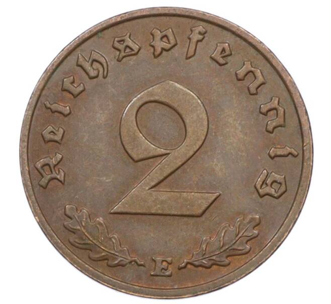 Монета 2 рейхспфеннига 1938 года E Германия (Артикул: K10-6351) — Фото №2