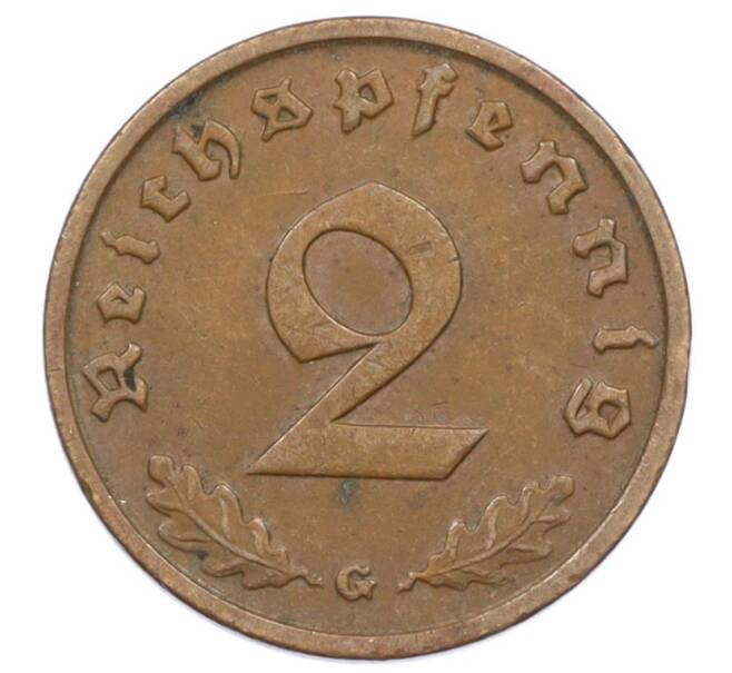 Монета 2 рейхспфеннига 1938 года G Германия (Артикул: K10-6359) — Фото №2