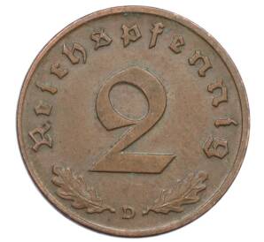 2 рейхспфеннига 1938 года D Германия — Фото №2