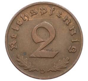 2 рейхспфеннига 1938 года D Германия — Фото №2