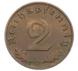 2 рейхспфеннига 1938 года D Германия — Фото №2