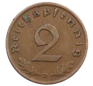 2 рейхспфеннига 1937 года D Германия — Фото №2