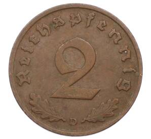 2 рейхспфеннига 1938 года D Германия — Фото №2