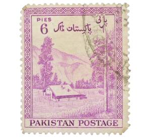 Почтовая марка 6 пайс 1954 года Пакистан «Горный пейзаж близ Кагана» — Фото №1