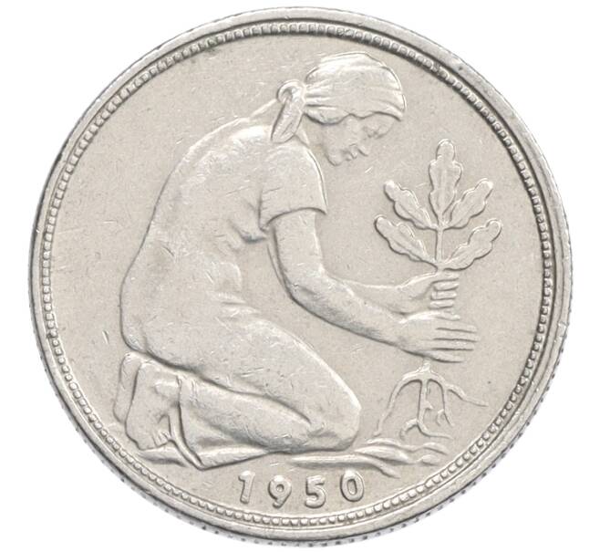 Монета 50 пфеннигов 1950 года J Западная Германия (ФРГ) (Артикул: K10-6748) — Фото №1