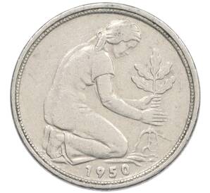 50 пфеннигов 1950 года F Западная Германия (ФРГ) — Фото №1