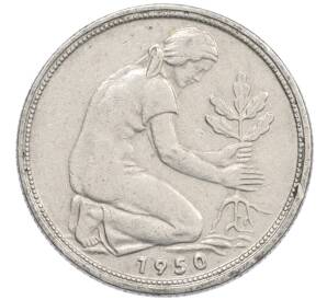 50 пфеннигов 1950 года J Западная Германия (ФРГ) — Фото №1