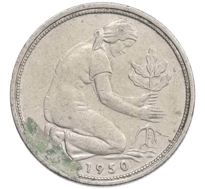 Монета 50 пфеннигов 1950 года D Западная Германия (ФРГ) (Артикул: K10-6752) — Фото №1