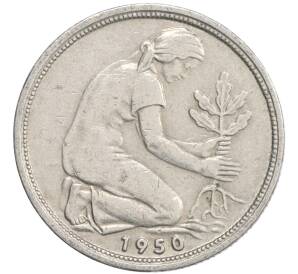 50 пфеннигов 1950 года D Западная Германия (ФРГ) — Фото №1