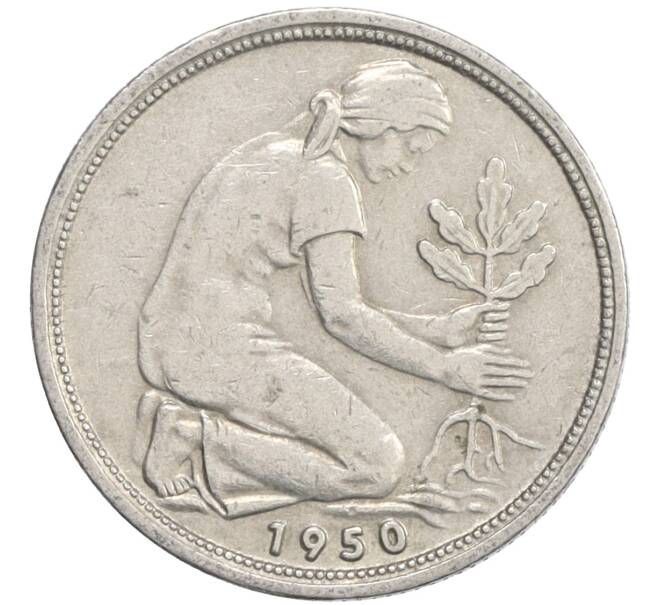 Монета 50 пфеннигов 1950 года D Западная Германия (ФРГ) (Артикул: K10-6753) — Фото №1