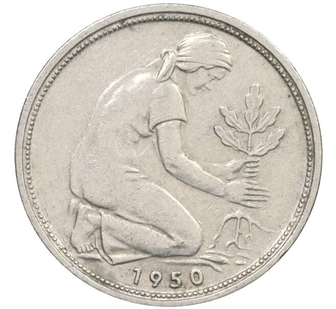 Монета 50 пфеннигов 1950 года D Западная Германия (ФРГ) (Артикул: K10-6756) — Фото №1