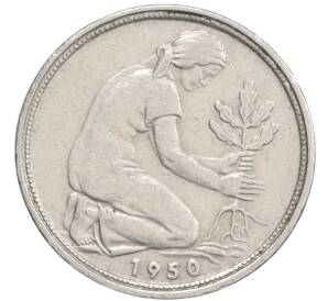 50 пфеннигов 1950 года F Западная Германия (ФРГ) — Фото №1