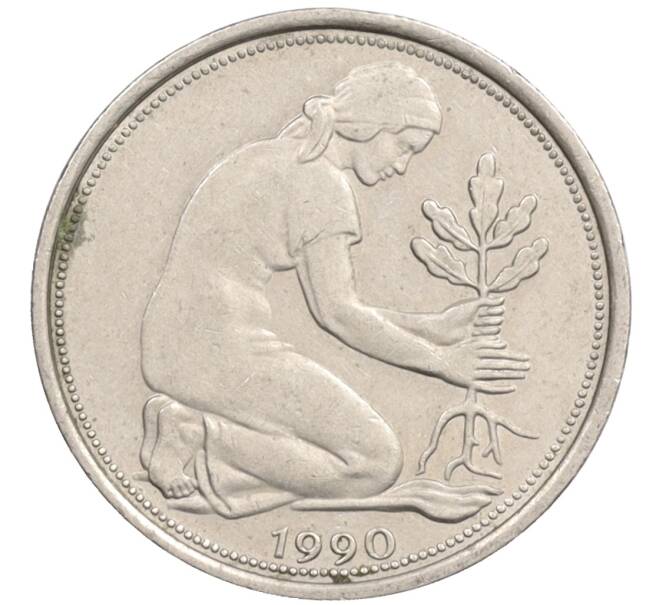 Монета 50 пфеннигов 1990 года J Западная Германия (ФРГ) (Артикул: K10-6793) — Фото №1