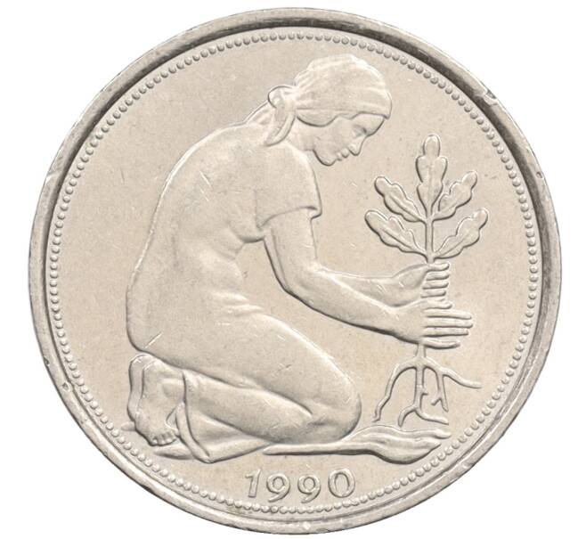 Монета 50 пфеннигов 1990 года J Западная Германия (ФРГ) (Артикул: K10-6794) — Фото №1