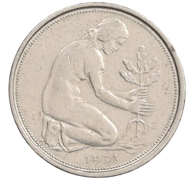 Монета 50 пфеннигов 1971 года J Западная Германия (ФРГ) (Артикул: K10-6964) — Фото №1