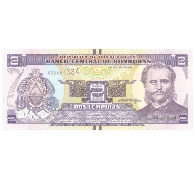 Банкнота 2 лемпиры 2014 года Гондурас (Артикул: B2-4581) — Фото №1