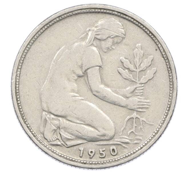 Монета 50 пфеннигов 1950 года F Западная Германия (ФРГ) (Артикул: K10-6847) — Фото №1