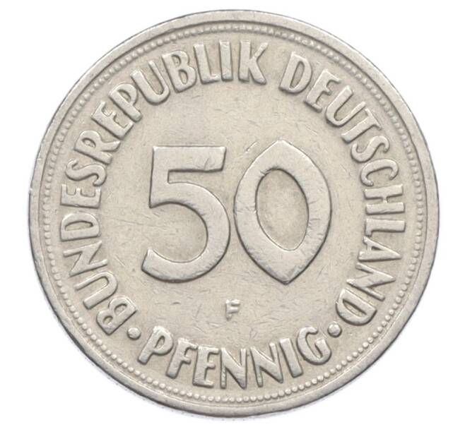 Монета 50 пфеннигов 1950 года F Западная Германия (ФРГ) (Артикул: K10-6847) — Фото №2