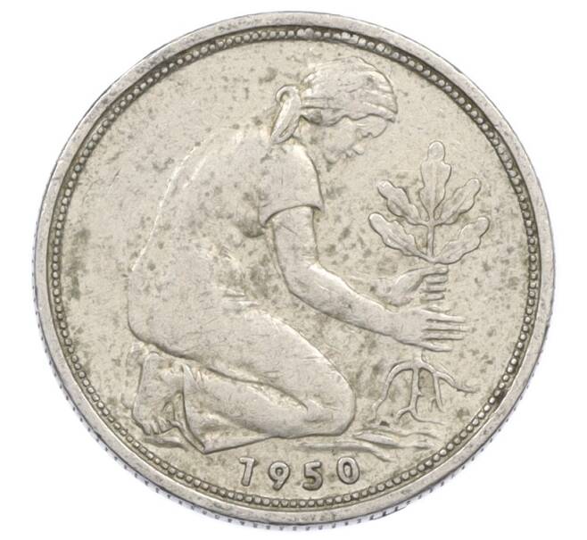 Монета 50 пфеннигов 1950 года D Западная Германия (ФРГ) (Артикул: K10-6849) — Фото №1