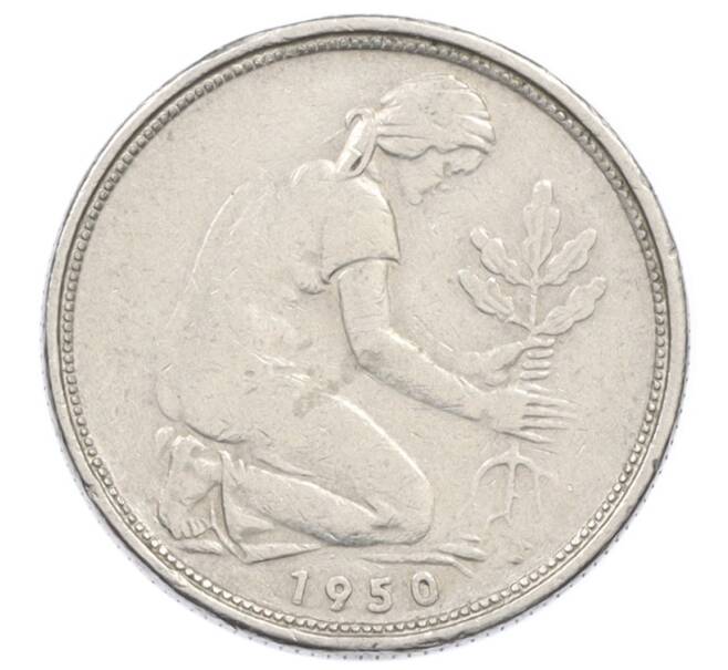 Монета 50 пфеннигов 1950 года G Западная Германия (ФРГ) (Артикул: K10-6850) — Фото №1