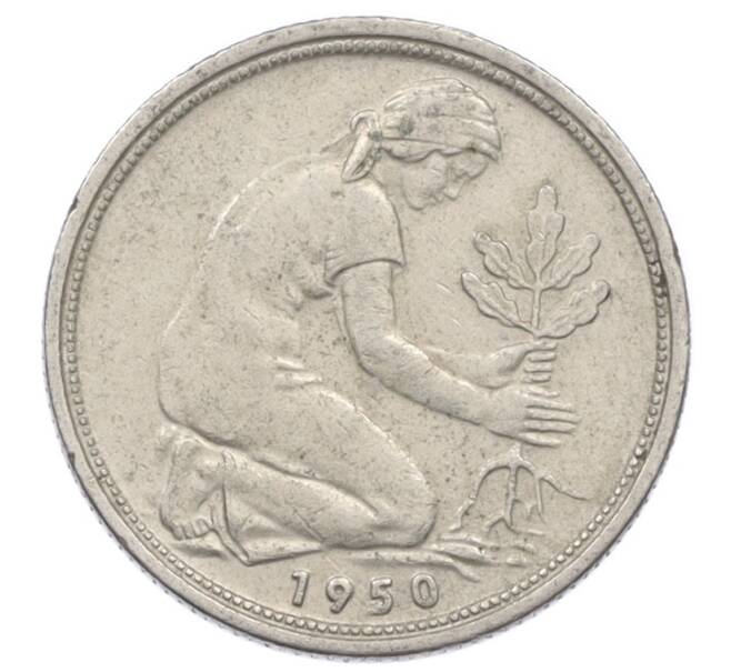 Монета 50 пфеннигов 1950 года D Западная Германия (ФРГ) (Артикул: K10-6851) — Фото №1