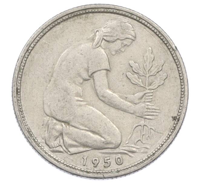 Монета 50 пфеннигов 1950 года J Западная Германия (ФРГ) (Артикул: K10-6852) — Фото №1