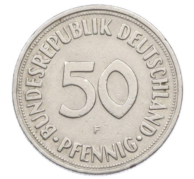 Монета 50 пфеннигов 1950 года F Западная Германия (ФРГ) (Артикул: K10-6856) — Фото №2