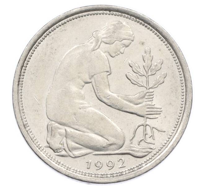 Монета 50 пфеннигов 1992 года F Германия (Артикул: K10-6873) — Фото №1