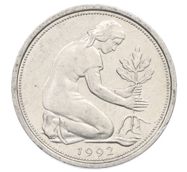 Монета 50 пфеннигов 1992 года J Германия (Артикул: K10-6874) — Фото №1