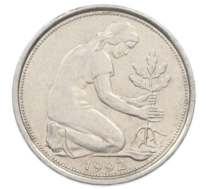 Монета 50 пфеннигов 1992 года F Германия (Артикул: K10-6878) — Фото №1
