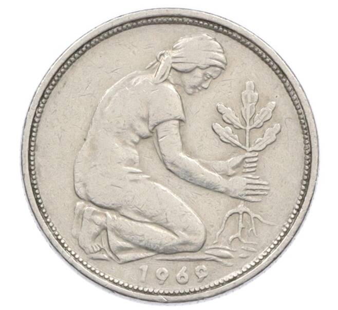 Монета 50 пфеннигов 1969 года J Западная Германия (ФРГ) (Артикул: K10-6894) — Фото №1