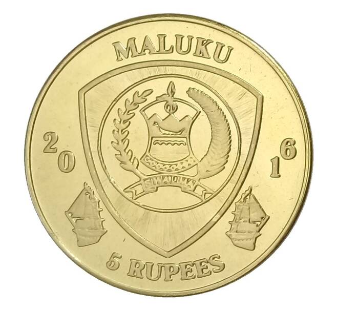 5 рупий 2016 года Провинция Малуку (Индонезия) — Золотая рыбка (Артикул M2-33077)