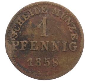 1 пфенниг 1858 года Гессен-Дармштадт — Фото №1
