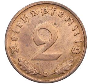 2 рейхспфеннига 1938 года D Германия — Фото №2