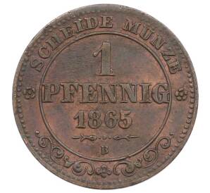 1 пфенниг 1865 года Саксония — Фото №1