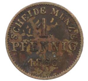 1 пфенниг 1866 года Гессен-Дармштадт — Фото №1