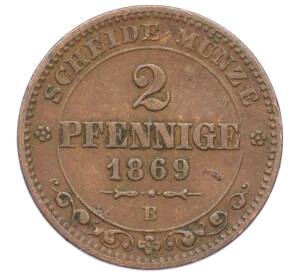 2 пфеннига 1869 года B Саксония — Фото №1